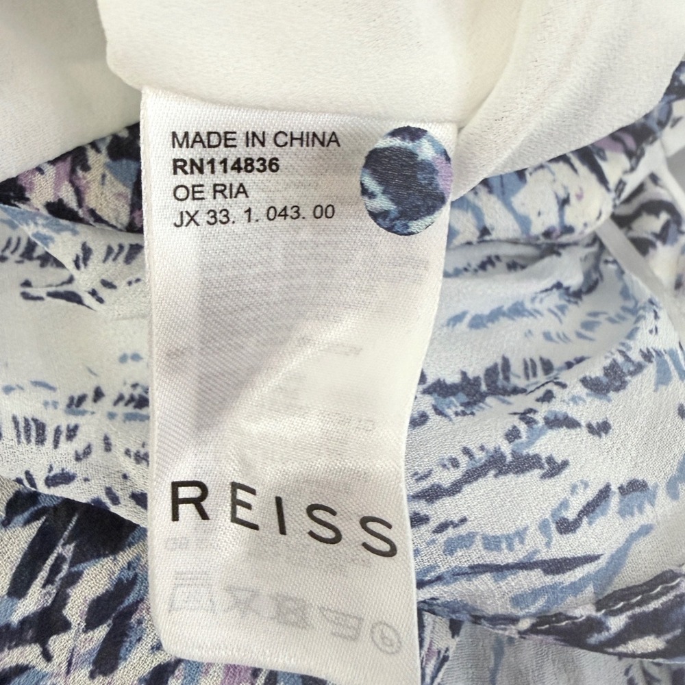 Reiss Jumpsuit Ria Printed White Navy Abstract Cutout Wide Leg Size US 6 NEW - Picture 8 of 12